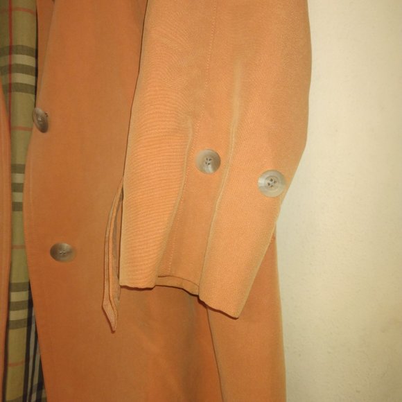 ❤️WOMENS BURBERRY Midi Length Peach Nova Check Lining Trench Swing Coat SZ 4 - Picture 4 of 12